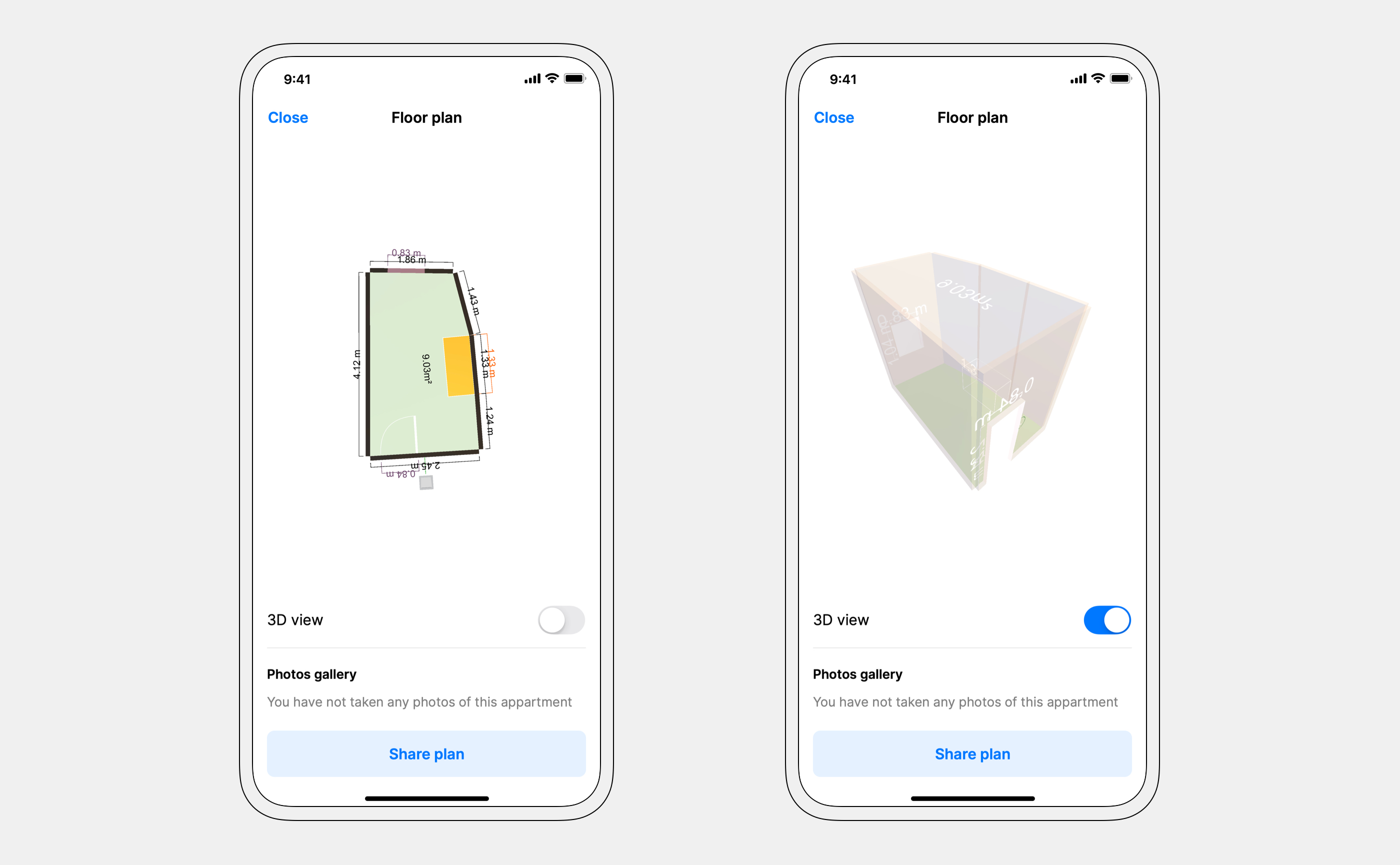 Roometric user flow